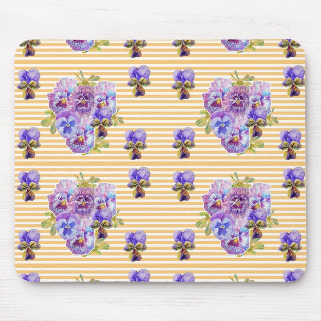 Shabby Yellow Pansy floral Computer Mouse Mat Pad (Front)