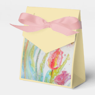 Shabby Yellow Tulip Tea Party Cake Favour Box