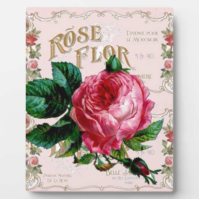 SHABBYCHIC English Rose vintage pink Plaque (Front)