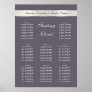 Shabbychic Lavender Stripes Wedding Seating Chart