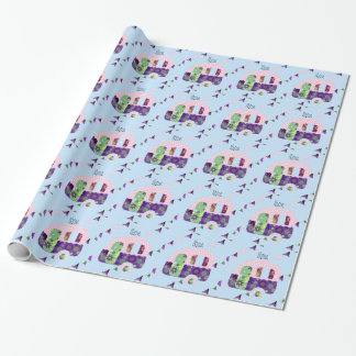 Shabbychic retro trailer, camper, caravan bunting wrapping paper