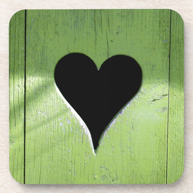 SHABBYCHIC wooden heart green black Coaster (Front)