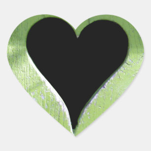 SHABBYCHIC wooden heart green black Heart Sticker