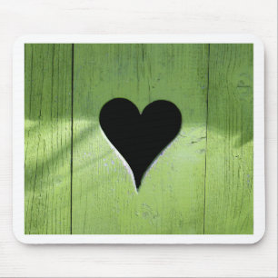 SHABBYCHIC wooden heart green black Mouse Pad