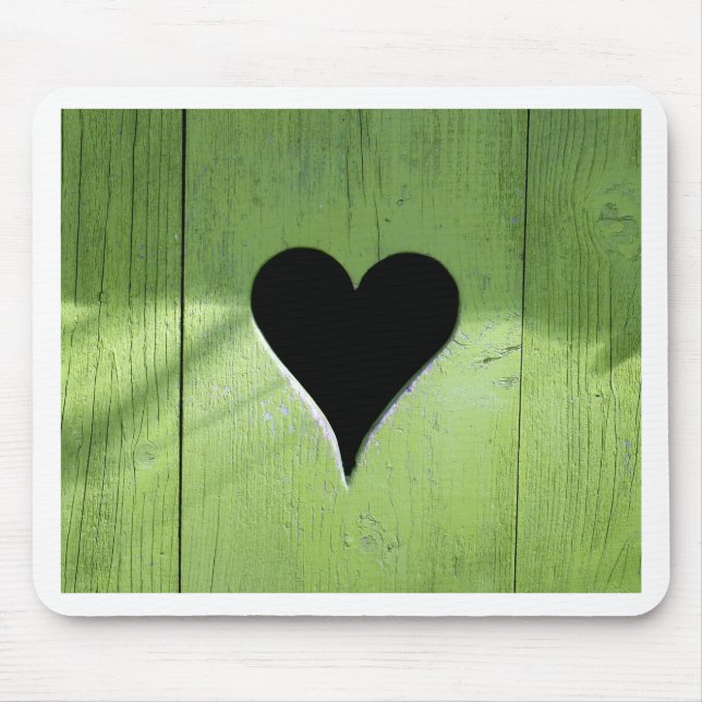 SHABBYCHIC wooden heart green black Mouse Pad (Front)