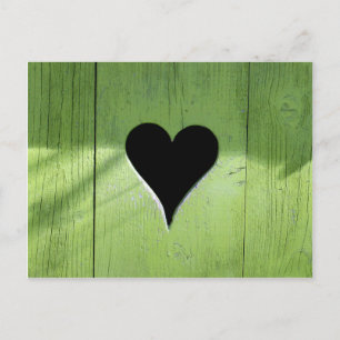 SHABBYCHIC wooden heart green black Postcard