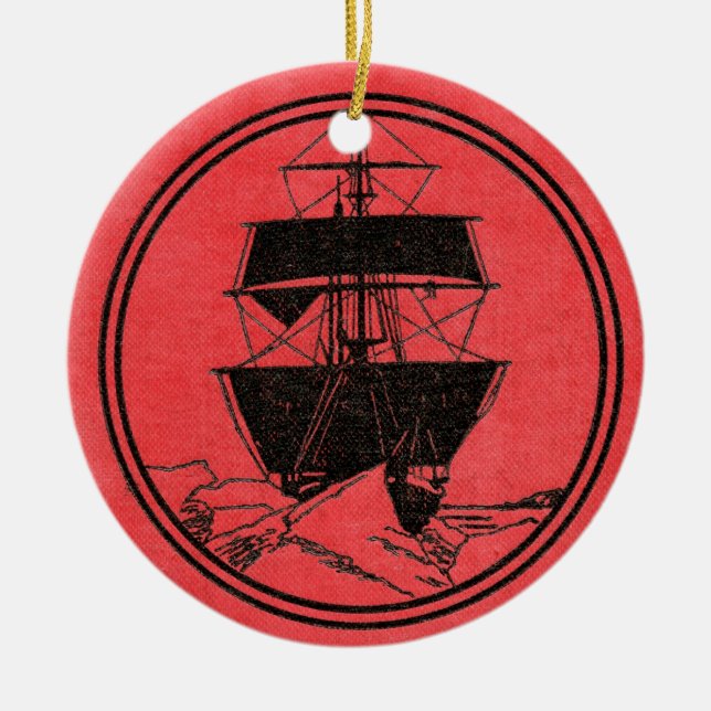 Shackleton's Nimrod Book Cover Christmas Ceramic Tree Decoration (Front)