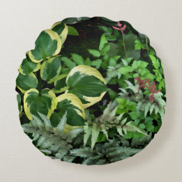 Shade Garden Round Throw Pillow