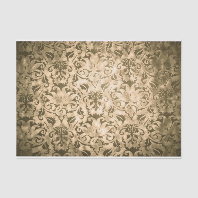 Shaded and Bright Gold Damask Seamless Pattern Tissue Paper (Front)