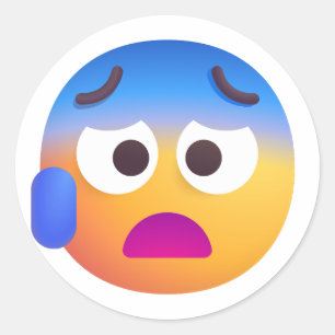 Shaded Anxious Face with Sweat Cute Colourful Emoj Classic Round Sticker