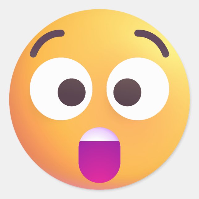 Shaded Astonished Face Cute and Adorable Emoji Classic Round Sticker (Front)
