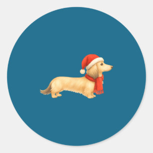 Shaded Cream Christmas Dachshund Dog Mom Funny Cut Classic Round Sticker