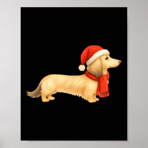 Shaded Cream Christmas Dachshund Dog Mom Funny Cut Poster