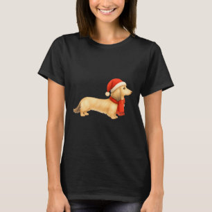 Shaded Cream Christmas Dachshund Dog Mom Funny Cut T-Shirt
