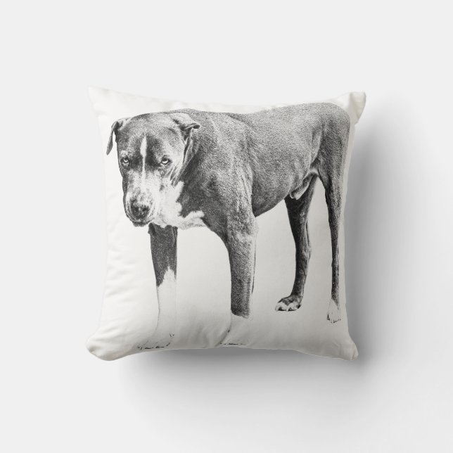 Shaded Pit Bull Sofa Pillow (Front)