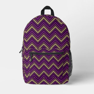Shaded purple and brown chevron zigzag printed backpack