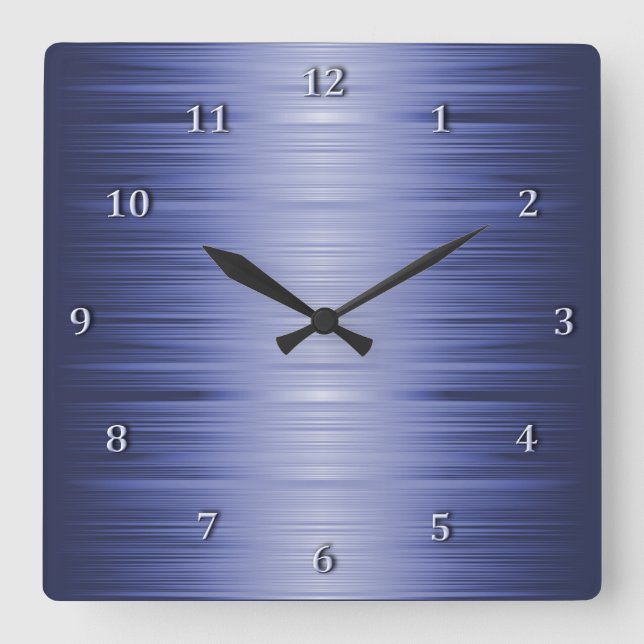Shaded Sapphire Navy Blue Square Wall Clock (Front)