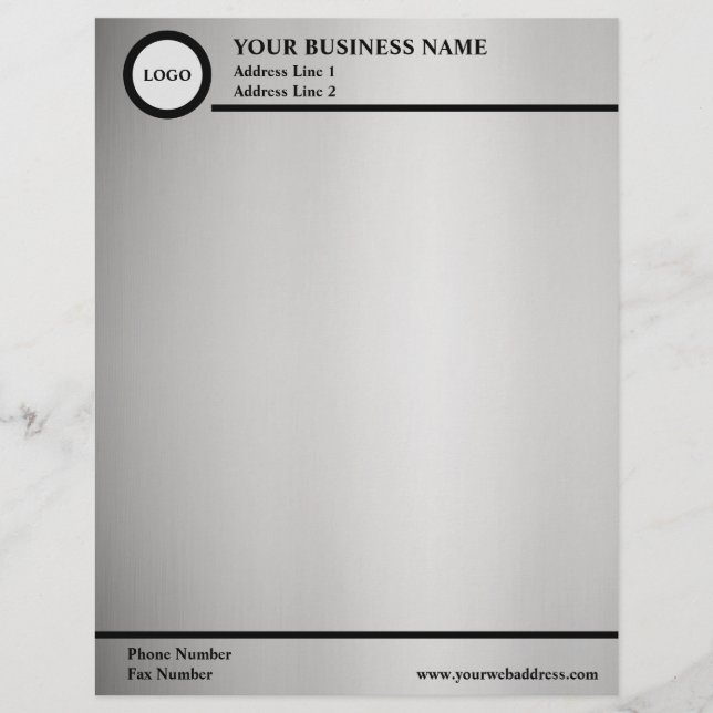 Shaded Silver Grey Minimalist Custom Letterhead (Front)