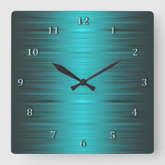 Shaded Turquoise Aqua Square Wall Clock