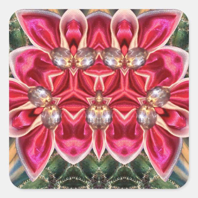 ~ Shades Green, Silver, Pink ~ Square Sticker (Front)