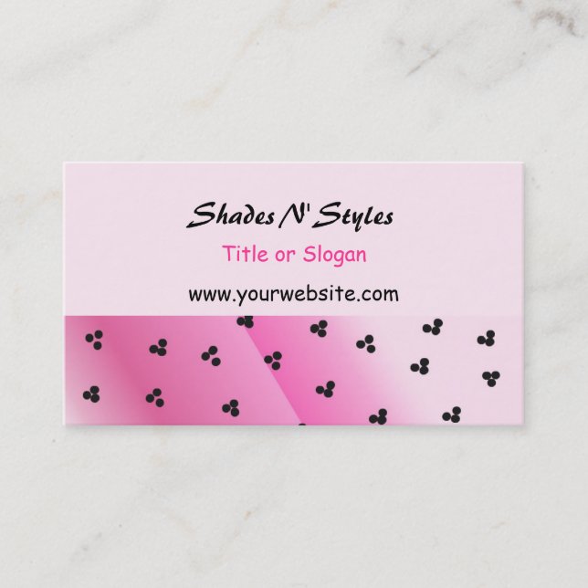 Shades N' Styles Pink and Black Design Business Card (Front)