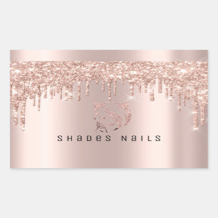 Shades Nails Packaging Rose Gold Glitter Spark2 Rectangular Sticker