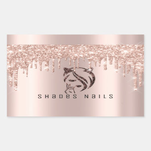 Shades Nails Packaging Rose Gold Glitter Spark3 Rectangular Sticker