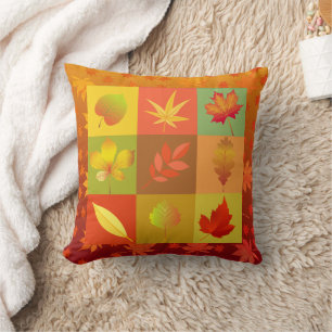 Shades of Autumn Fall Maple Leaves Cushion