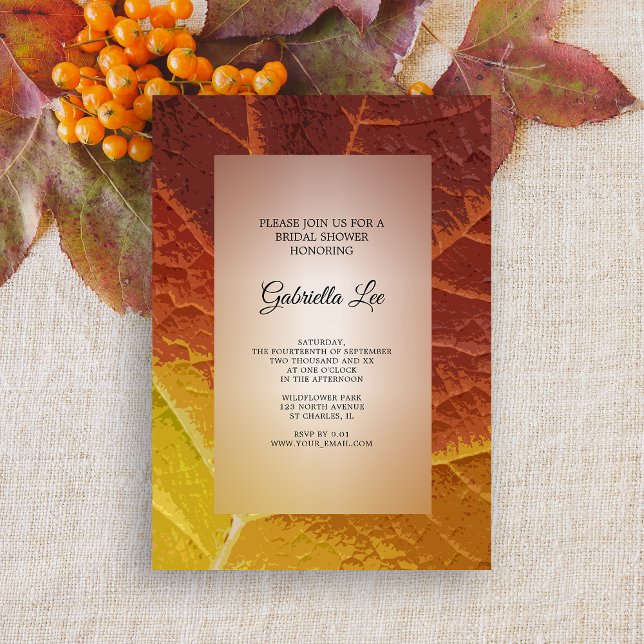 Shades of Autumn Leaf Bridal Shower Invitation (Celebrate your Fall bridal shower with this Shades of Autumn Leaf Invitation.)