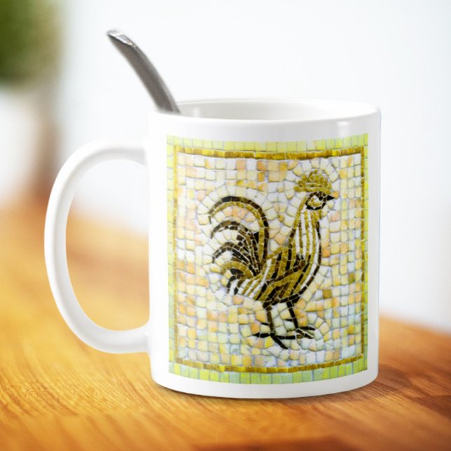 Shades of Beige and Black Mosaic Chicken Art Coffee Mug (Creator Uploaded)