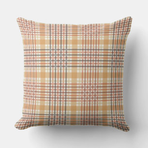 SHADES OF BLACK BROWN TAN FALL PLAID PATTERN CUSHION