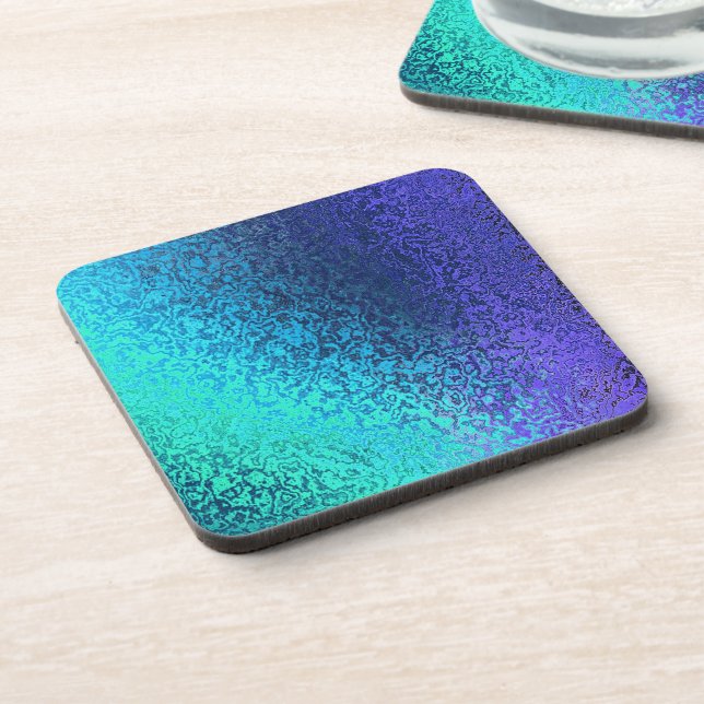 Shades of Blue Abstract Cork Coaster (Left Side)