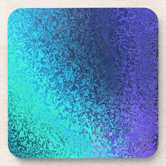 Shades of Blue Abstract Cork Coaster (Front)