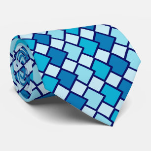 Shades of Blue Abstract Geometric Diamond Shape Tie