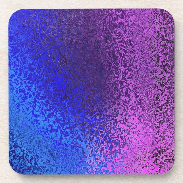 Shades of Blue and Purple Abstract Cork Coaster (Front)