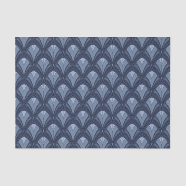 SHADES OF BLUE ART DECO PATTERNS TISSUE PAPER (Front)