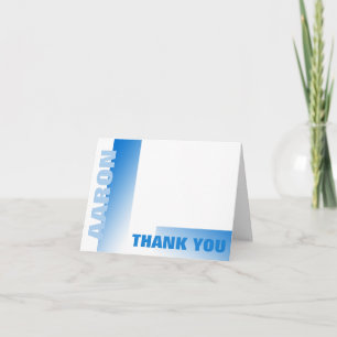 Shades of Blue Bar Mitzvah Thank You Card