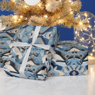 Shades Of Blue Broken Marbles Wrapping Paper