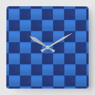 Shades of Blue Chessboard Square Wall Clock