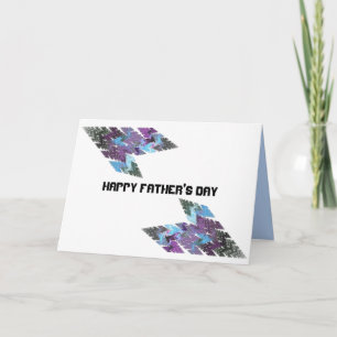 Shades of Blue Chevron Fractal Art Father's Day Card