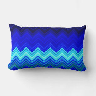 Shades Of Blue Chevron Lumbar Cushion