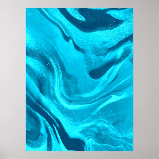 Shades Of Blue Colourful Marble  Poster (Front)