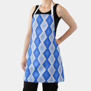 Shades of blue diamond pattern apron