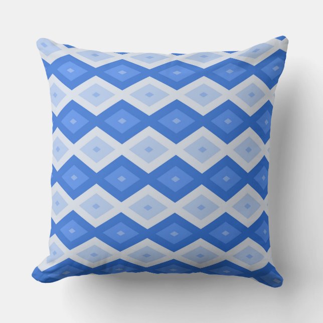 Shades of blue diamond pattern cushion (Front)