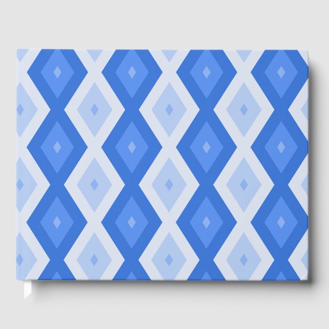 Shades of blue diamond pattern guest book (Front)