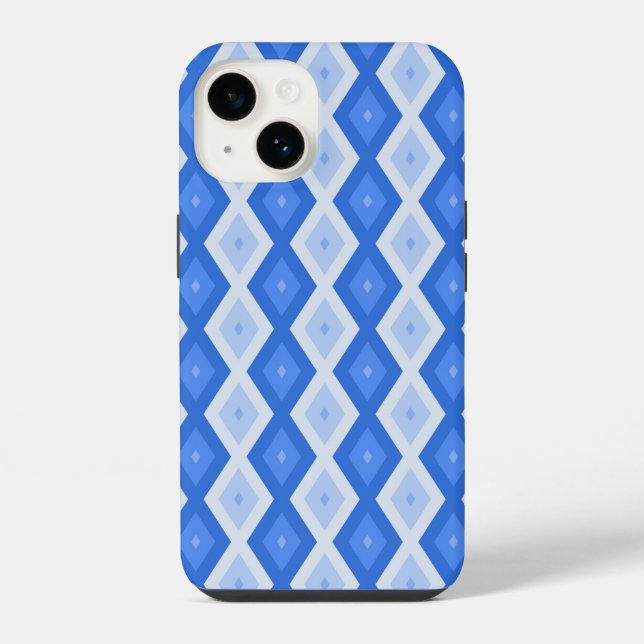 Shades of blue diamond pattern iPhone case (Back)