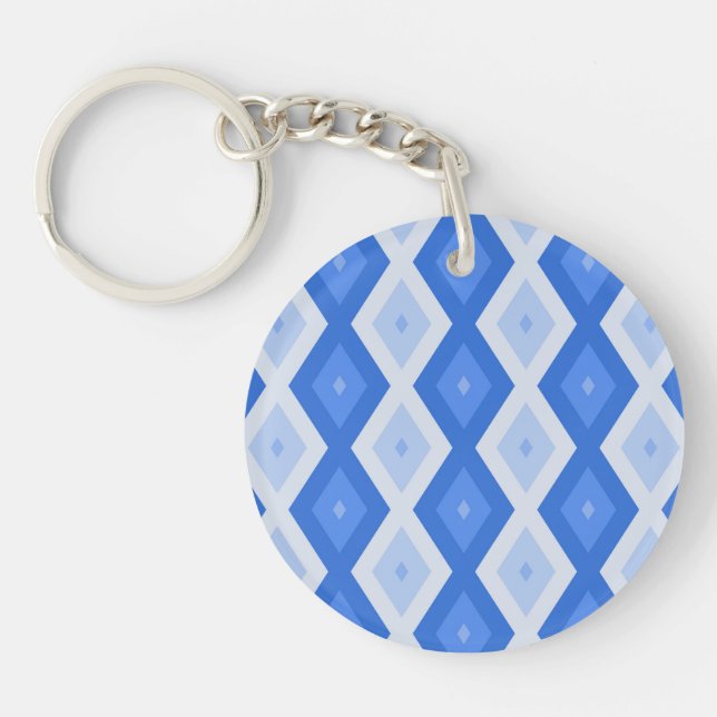 Shades of blue diamond pattern key ring (Front)