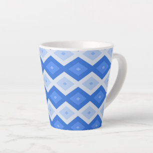 Shades of blue diamond pattern latte mug
