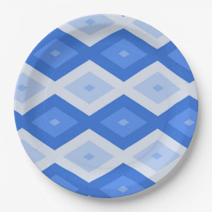 Shades of blue diamond pattern paper plate