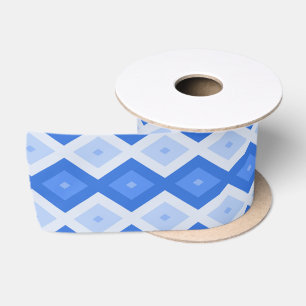 Shades of blue diamond pattern satin ribbon